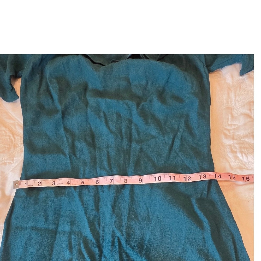 Reformation Antonia Teal Green Off Shoulder Ruffle Midi Dress Crepe Size 2-4 - Picture 3 of 8